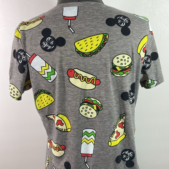 Disney Food Graphic Tee Shirt Size Large Gray Pull Over Short Sleeve - Picture 6 of 8